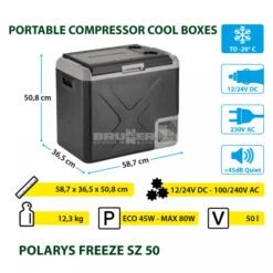 Frigo Congelatore Portatile Brunner Polarys Freeze SZ 50 -Negozio al dettaglio Brunner frigo congelatore portatile brunner polarys freeze sz 50 bivalente compressione 18